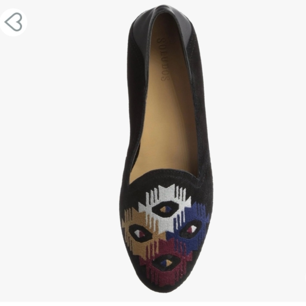 *SOLD* Soludos Women's Embroidered Suede Leather Venetian Loafer Flat